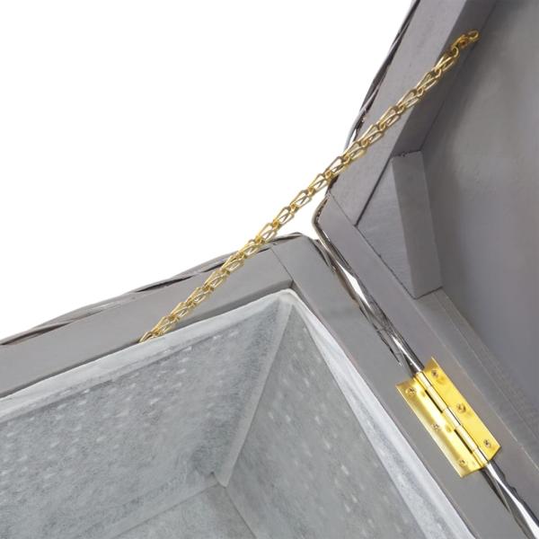Truhe Grau 110 cm Natur Kubu Rattan & Massivholz Mahagoni