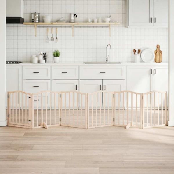 ARDEBO.de - 6-tlg. Hundetor mit Tür Faltbar 300 cm Pappelholz