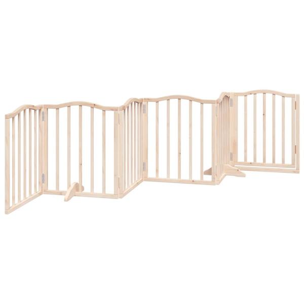 6-tlg. Hundetor mit Tür Faltbar 300 cm Pappelholz