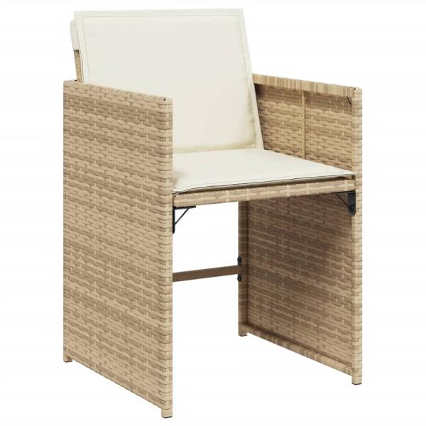 Gartenstühle mit Kissen 4 Stk. Beige Poly Rattan