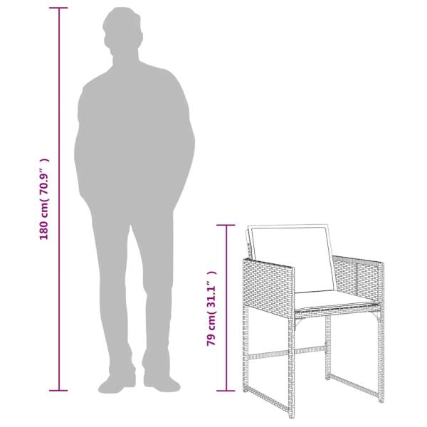 Gartenstühle mit Kissen 4 Stk. Grau Poly Rattan