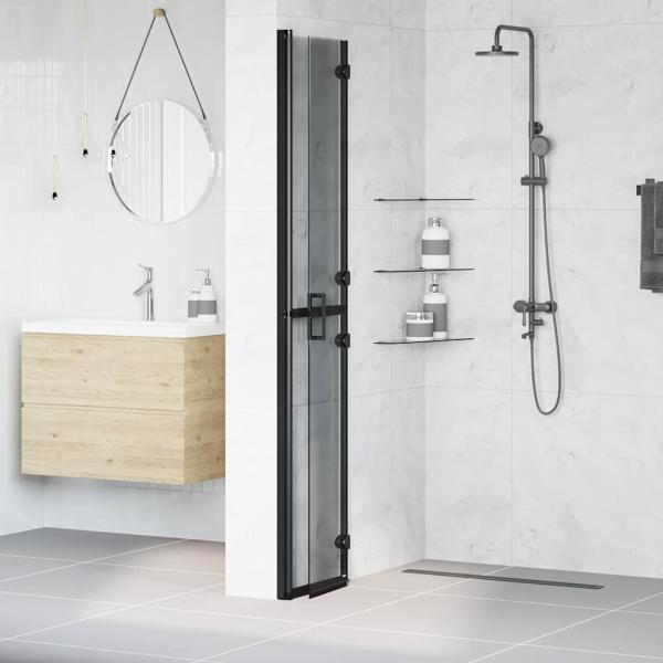 Walk-in Duschwand Schwarz und dunkel-transparent 70 x 190 cm