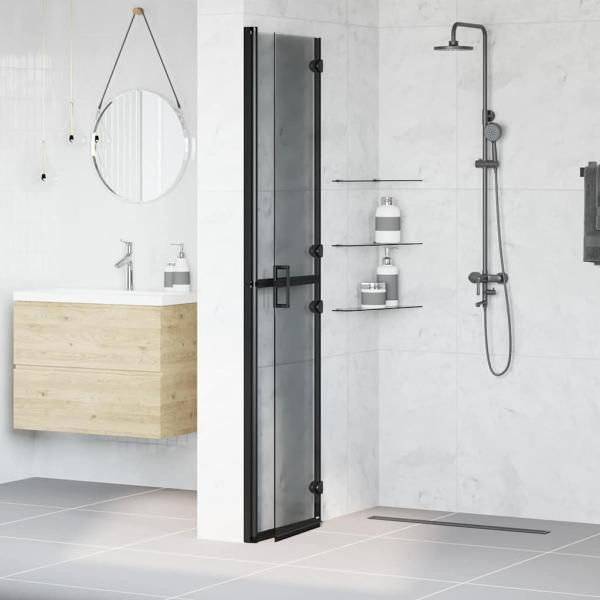 Walk-in Duschwand Schwarz und dunkel-transparent 90 x 190 cm