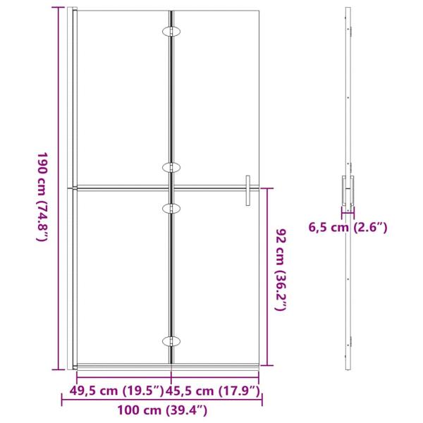Walk-in Duschwand Schwarz und dunkel-transparent 100 x 190 cm