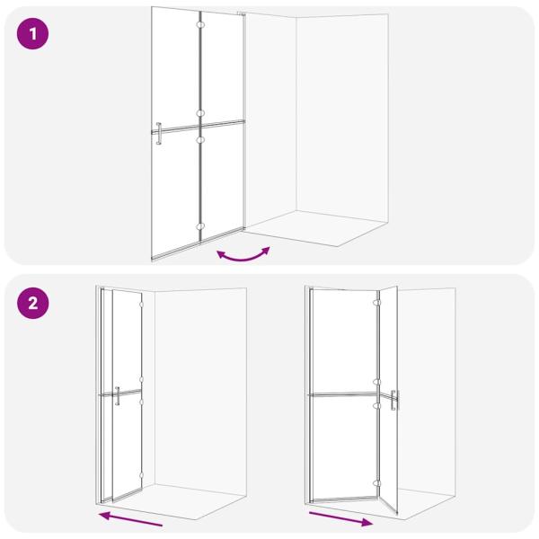 Walk-in Duschwand Schwarz und dunkel-transparent 120 x 190 cm