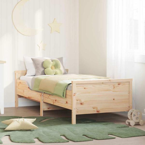ARDEBO.de - Ausziehbares Bettgestell für Kinder Braun 80 x 130 / 165 / 200 cm