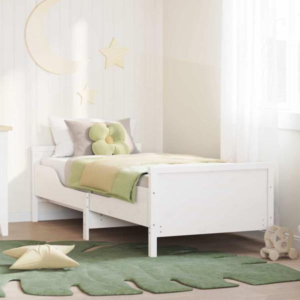 ARDEBO.de - Ausziehbares Bettgestell für Kinder Weiß 80 x 130 / 165 / 200 cm