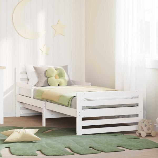 ARDEBO.de - Ausziehbares Bettgestell für Kinder Weiß 80 x 130 / 165 / 200 cm