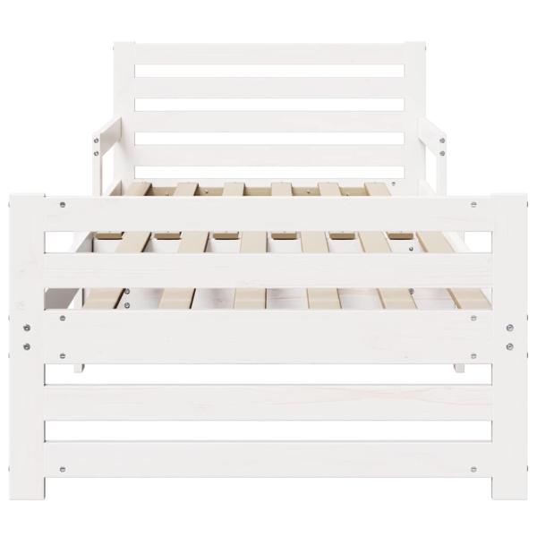 Ausziehbares Bettgestell für Kinder Weiß 80 x 130 / 165 / 200 cm