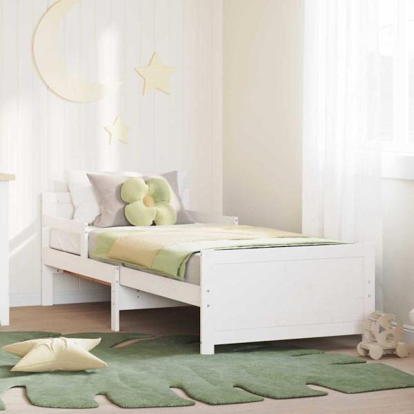 ARDEBO.de - Ausziehbares Bettgestell für Kinder Weiß 80 x 130 / 165 / 200 cm
