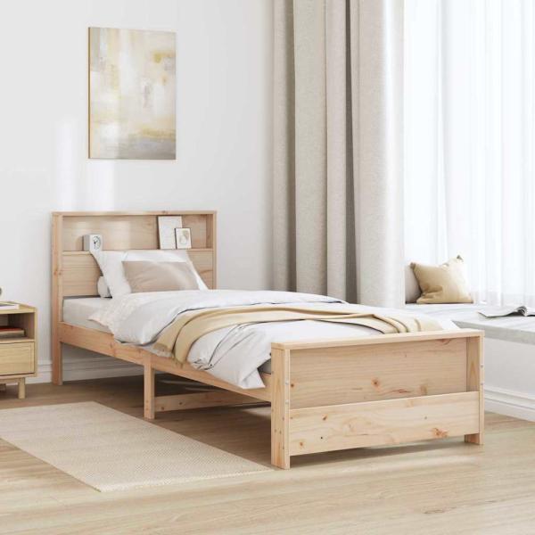 Bettgestell mit Kopfteil Braun 75 x 190 cm Massivholz Kiefer