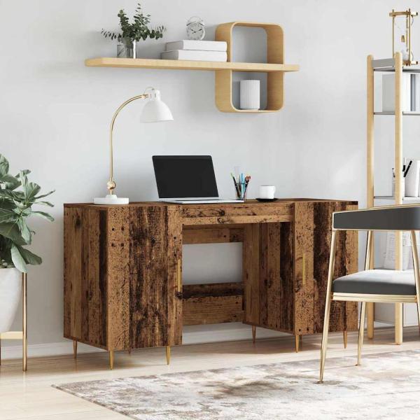 ARDEBO.de - Schreibtisch mit Regal Altholz 140 x 50 x 75 cm Holzwerkstoff