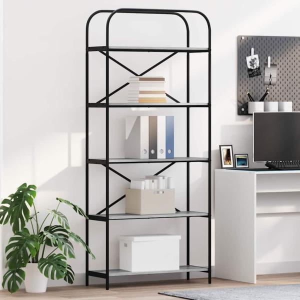 ARDEBO.de - Regal Grau Sonoma 80 x 30 x 183 cm Holzwerkstoff