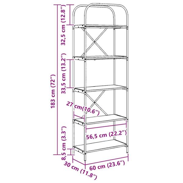 Regal Altholz 60 x 30 x 183 cm Holzwerkstoff