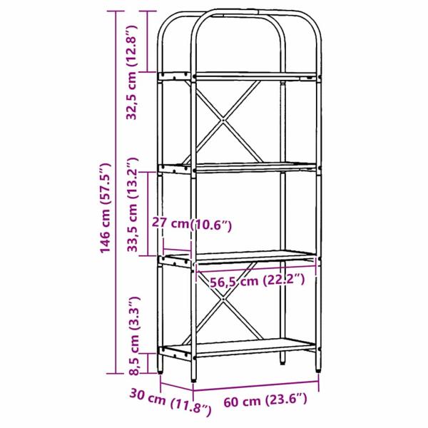 Regal Räuchereiche 60 x 30 x 146 cm Holzwerkstoff
