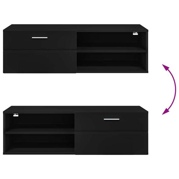 TV-Schränk mit Regal Schwarz 100.5 x 39 x 30 cm Holzwerkstoff