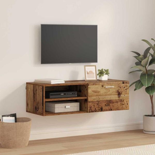 ARDEBO.de - TV-Schränk mit Regal Altholz 100.5 x 39 x 30 cm Holzwerkstoff