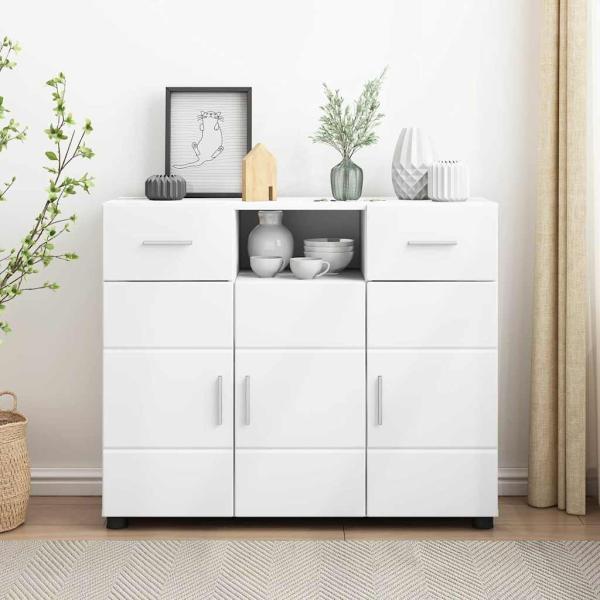 ARDEBO.de - Sideboard mit Schubladen Weiß 88.5 x 30.5 x 73 cm Holzwerkstoff