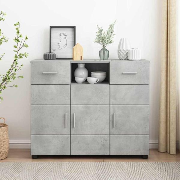 ARDEBO.de - Sideboard mit Tür Betongrau 88.5 x 30.5 x 73 cm Holzwerkstoff
