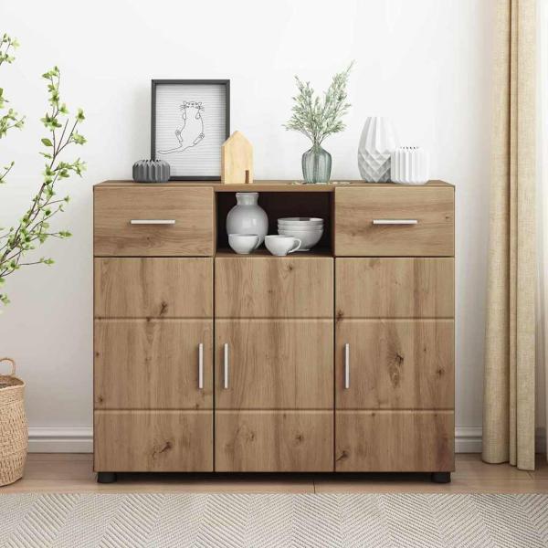 ARDEBO.de - Sideboard Eiche handwerklich 88.5 x 30.5 x 73 cm Holzwerkstoff