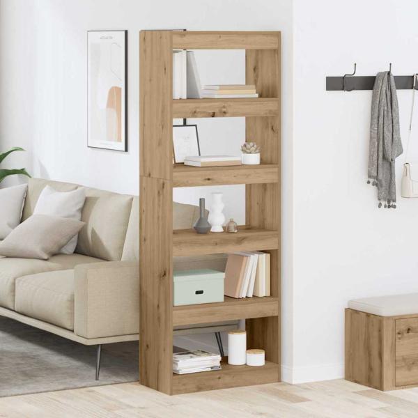 ARDEBO.de - Bücherregal Eiche handwerklich 60 x 30 x 166 cm Holzwerkstoff