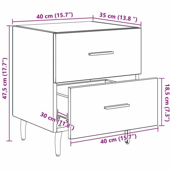 Nachttisch Altholz 40 x 35 x 47,5 cm Holzwerkstoff