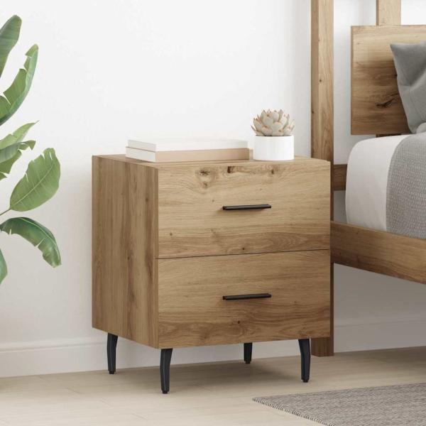 ARDEBO.de - Nachttisch 2 pcs Eiche handwerklich 40 x 35 x 47,5 cm