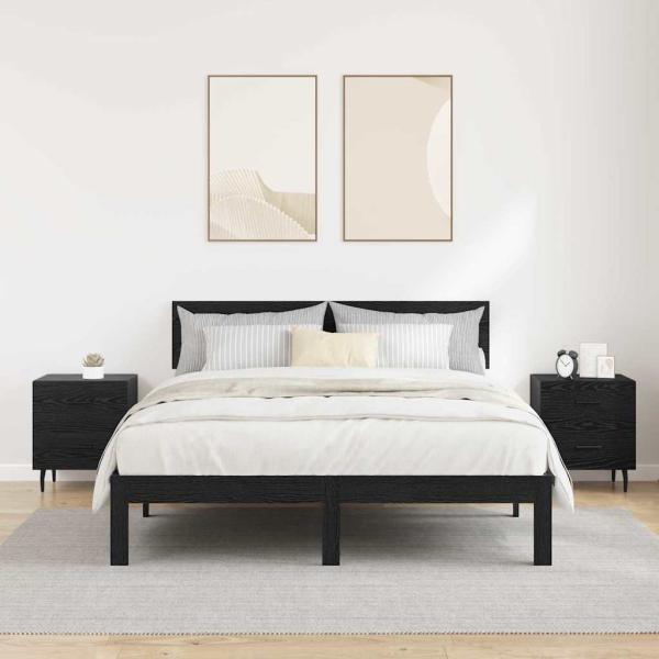 Nachttisch 2 pcs Schwarze Eiche 40 x 35 x 47,5 cm Holzwerkstoff