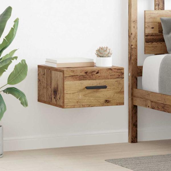 ARDEBO.de - Nachttisch Wandmontiert Altholz 35 x 35 x 20 cm Holzwerkstoff