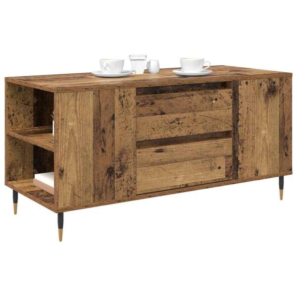 ARDEBO.de - Couchtisch with Drawer Altholz 102 x 44,5 x 50 cm Holzwerkstoff
