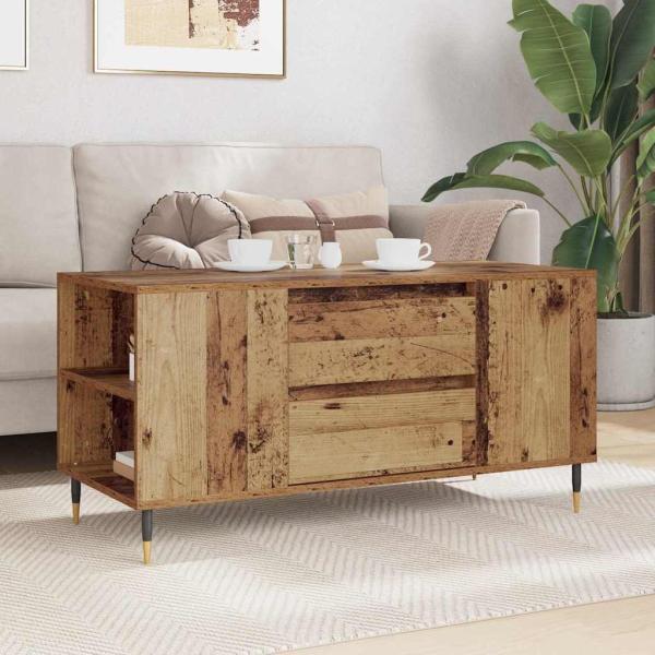 Couchtisch with Drawer Altholz 102 x 44,5 x 50 cm Holzwerkstoff