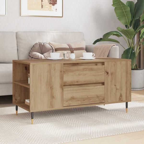 Couchtisch Eiche handwerklich 102 x 44,5 x 50 cm Holzwerkstoff