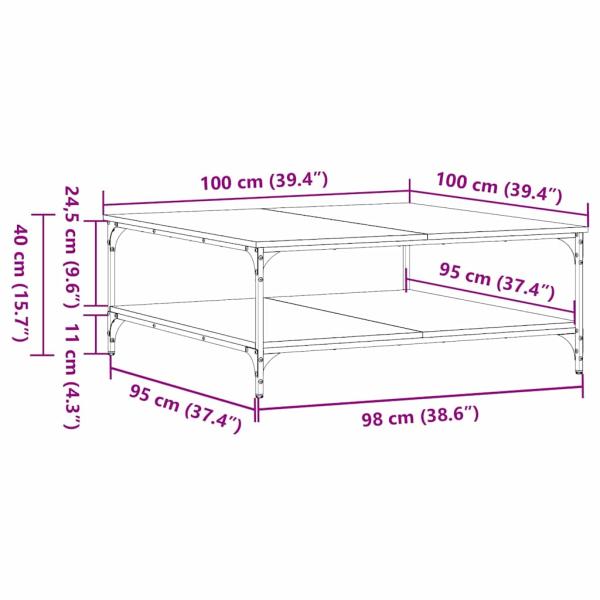 Couchtisch Schwarze Eiche 100 x 100 x 40 cm Holzwerkstoff