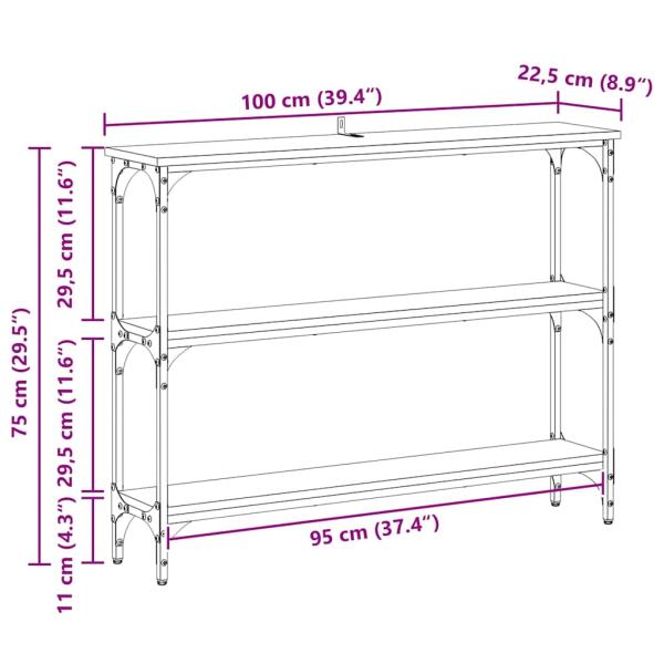 Konsolentisch Schwarze Eiche 100 x 22,5 x 75 cm Holzwerkstoff
