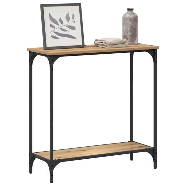 Konsolentisch mit Regal Eiche handwerklich 75 x 30.5 x 75 cm