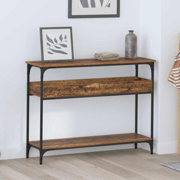 ARDEBO.de - Konsolentisch mit Regal Altholz 100 x 29 x 75 cm Holzwerkstoff