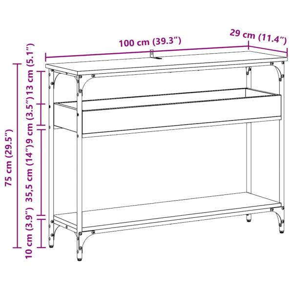 Konsolentisch Schwarze Eiche 100 x 29 x 75 cm Holzwerkstoff