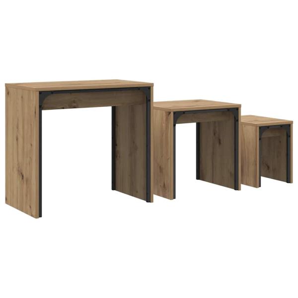 Nesting Couchtisch 3 pcs Eiche handwerklich 60 x 35 x 56 cm
