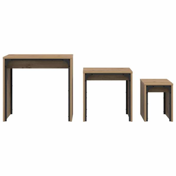 Nesting Couchtisch 3 pcs Eiche handwerklich 60 x 35 x 56 cm