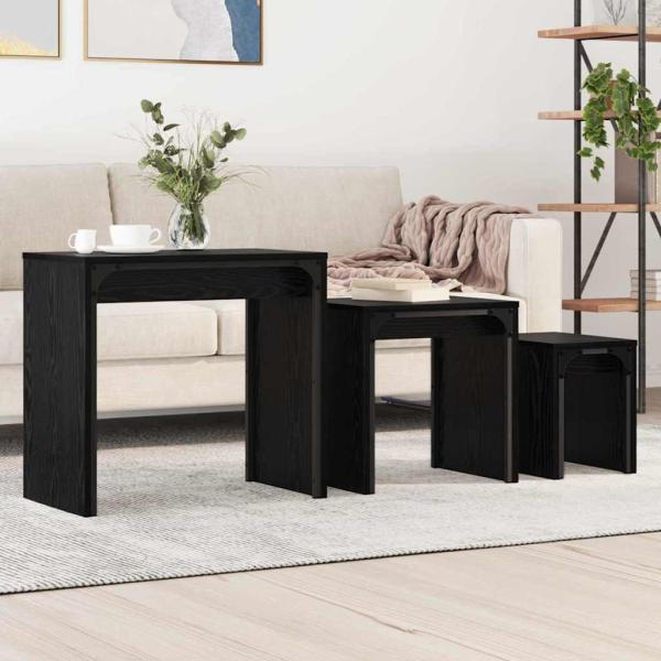 ARDEBO.de - Nesting Couchtisch 3 pcs Schwarze Eiche 60 x 35 x 56 cm