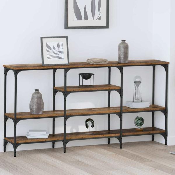 ARDEBO.de - Konsolentisch mit Regal Altholz 160 x 29 x 80 cm Holzwerkstoff