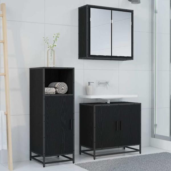 Badezimmer Schrank mit Tür Schwarze Eiche 35 x 37,5 x 100 cm