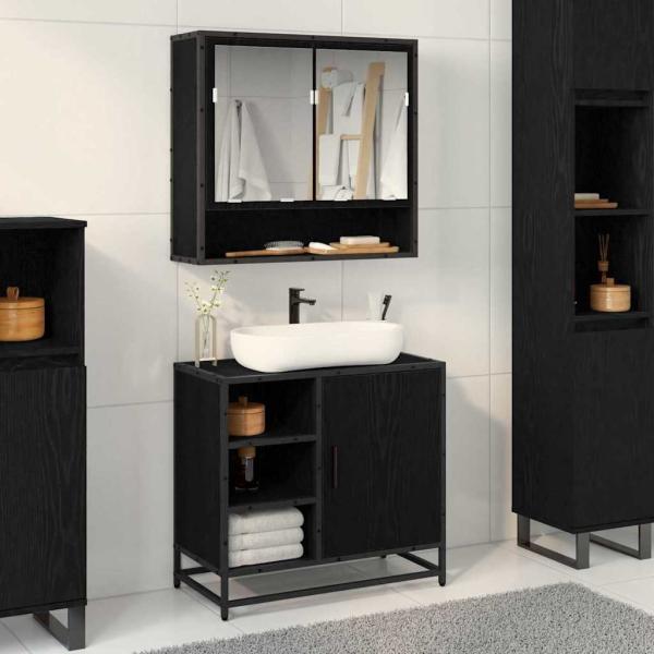 ARDEBO.de - Badezimmer Waschbecken Schrank Schwarze Eiche 65 x 33 x 60 cm