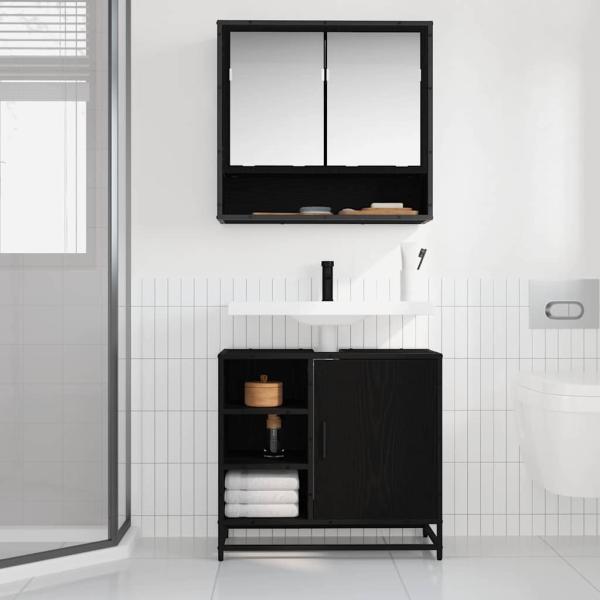 Badezimmer Waschbecken Schrank Schwarze Eiche 65 x 33 x 60 cm