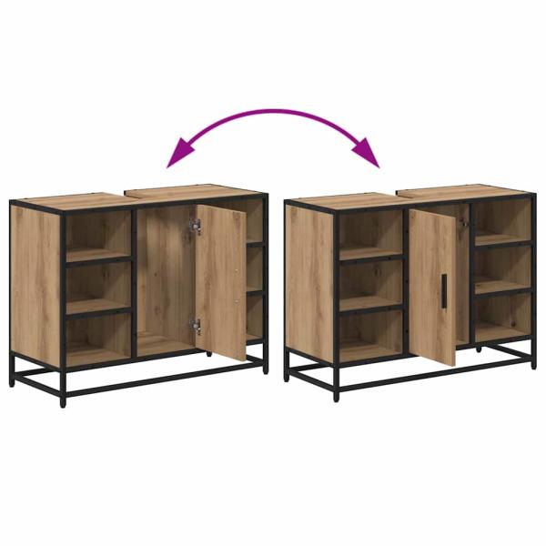 Badezimmer Waschbecken Schrank mit Regal Eiche handwerklich
