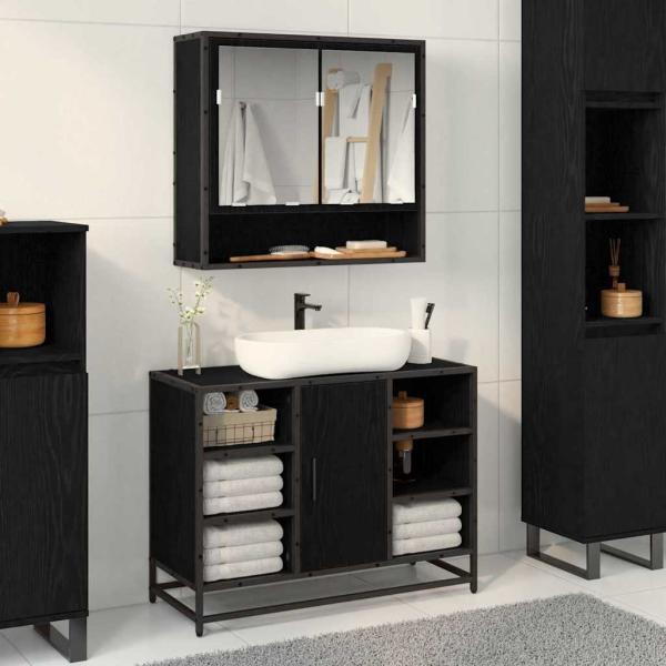 ARDEBO.de - Badezimmer Waschbecken Schrank Schwarze Eiche 80 x 33 x 60 cm