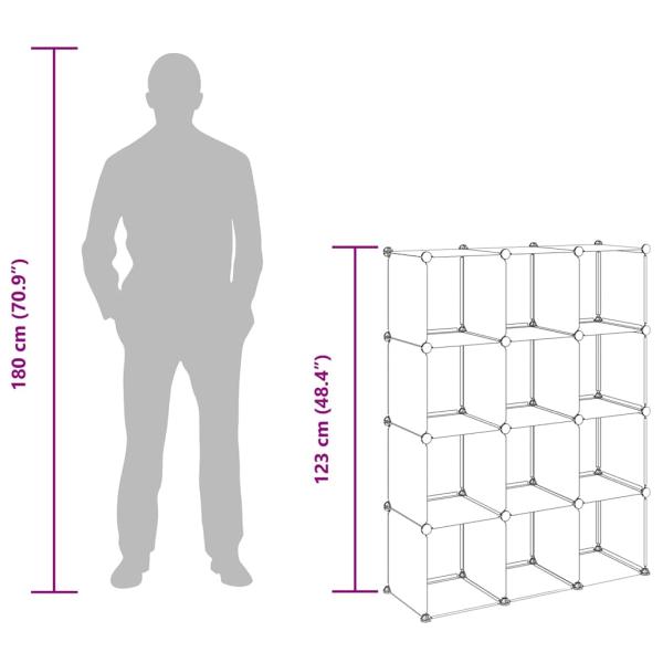Regalsystem mit 12 Würfeln Schwarz PP