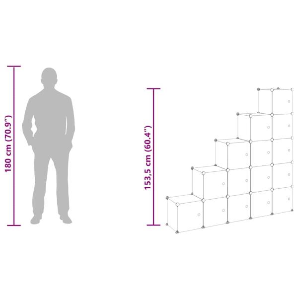 Regalsystem mit 15 Würfeln und Türen Transparent PP