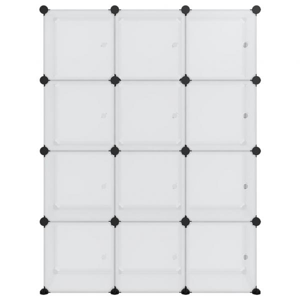 Regalsystem mit 12 Würfeln und Türen Transparent PP