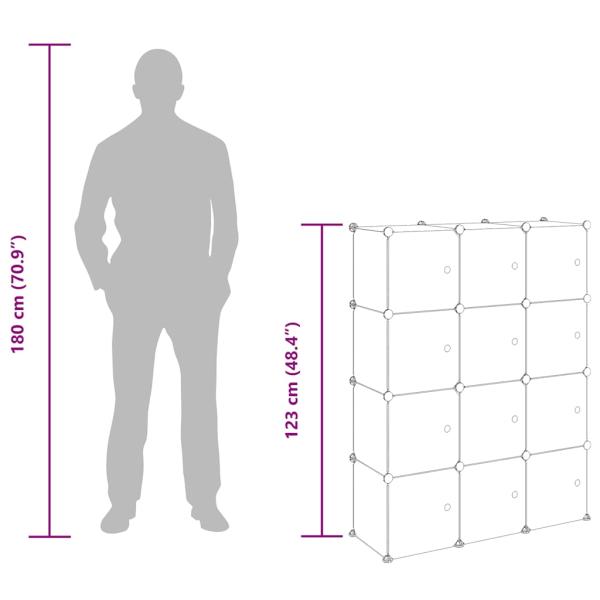 Regalsystem mit 12 Würfeln und Türen Transparent PP